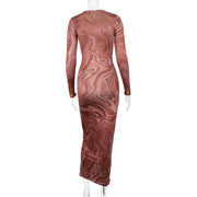 Long Sleeve Print Bodycon Dress GJYO 296806