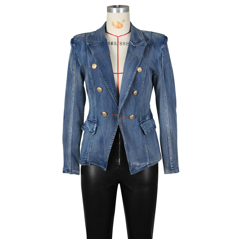Fashion Double Breasted Denim Jacket Coats ZSD 0614