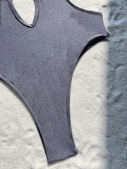 Solid Color Hollow Out One Piece Swimsuit CASF 6646