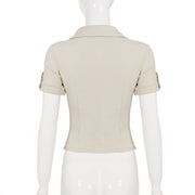 Short Sleeve Lapel Solid Color Shirt GPKJ MR49194