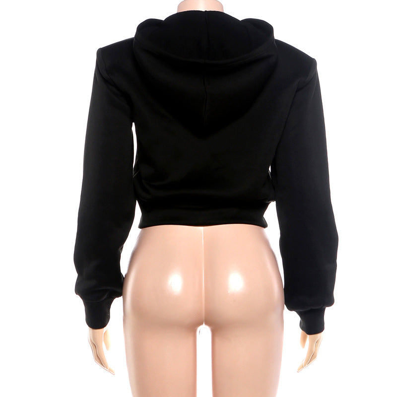 Zipper Hooded Long Sleeve Coat GZJQ K6C13111A