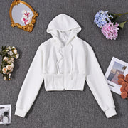 Solid Color Zipper Hooded Sweatshirt Coats GNZD 32694TBY