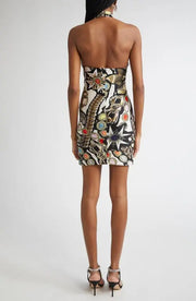 Sexy Print Sleeveless Backless Mini Dress GFCF 1467