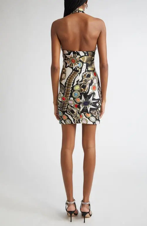 Sexy Print Sleeveless Backless Mini Dress GFCF 1467