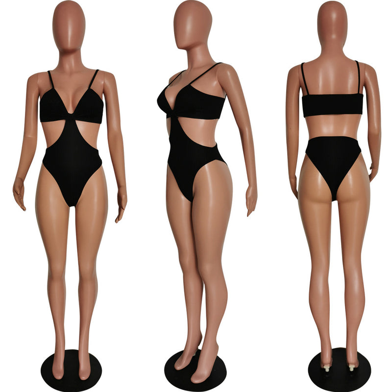 Sexy Solid Hollow Out One Piece Swimsuit HMS 5445