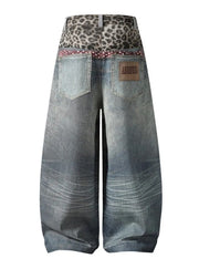 Leopard Print Patchwork Straight Jeans GYLN 4954
