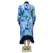 Plus Size Print Irregular Loose Shirt Dress NNWF 8028