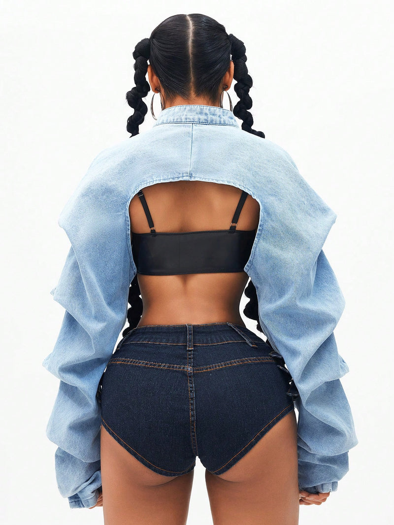 Ultra short Long Sleeve Denim Jacket GYXN 16007