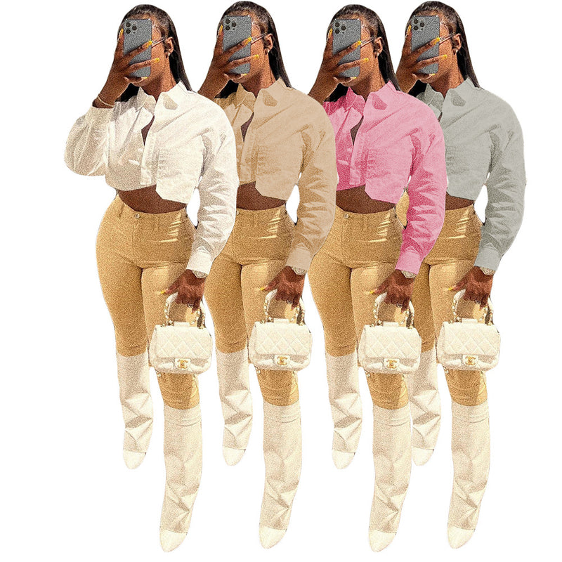 Fashion Solid Long Sleeve Shirts GCNF 0198
