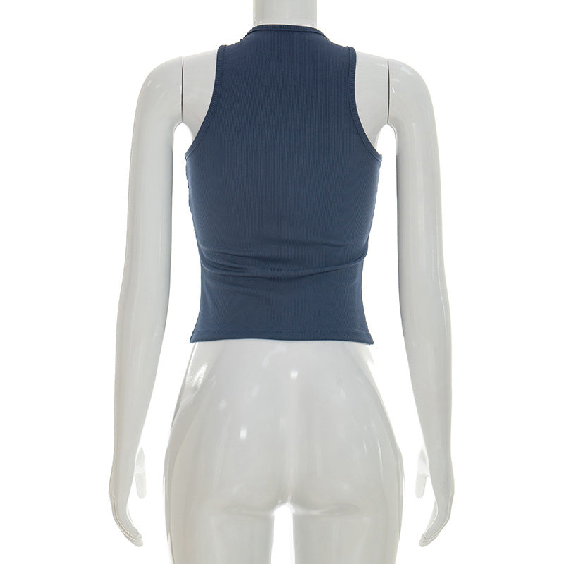 Letter Print Sleeveless Tank Tops GSZM D26TP078