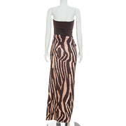 Leopard Print Patchwork Tube Top Dress GSZM C26DS269