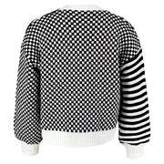 Plaid Patchwork Stripe Knits Coats GDAM 1027
