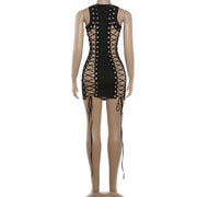 Sexy Hollow Out Solid Color Bandage Dress XEF K6D03416A