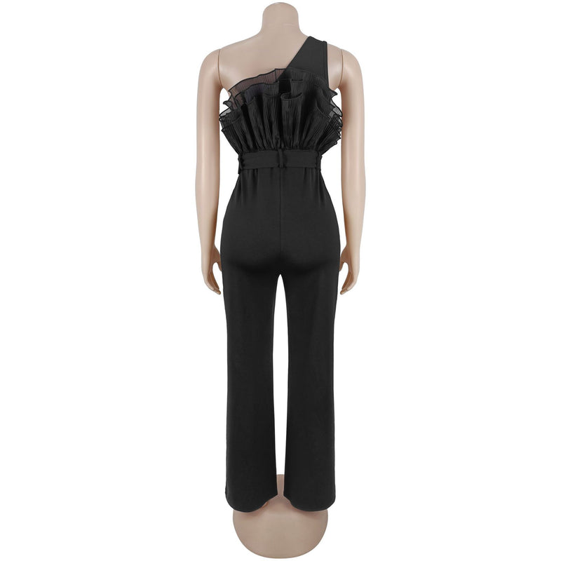 Mesh Single Shoulder Slim Jumpsuit BY 7765