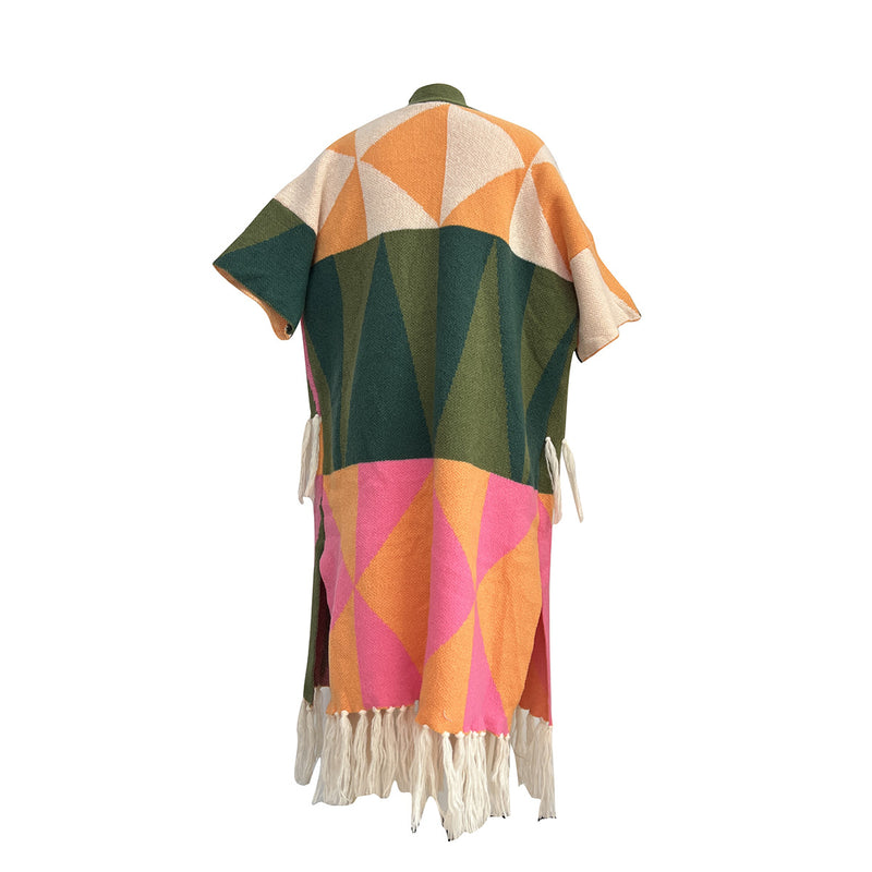Casual Color Blocking Tassel Knit Coat TR 1291