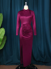 Plus Size Long Sleeve Split Maxi Dress GKEN AM220851
