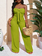 Bow Tube Top Strapless Wide Leg Jumpsuit HNIF SY029