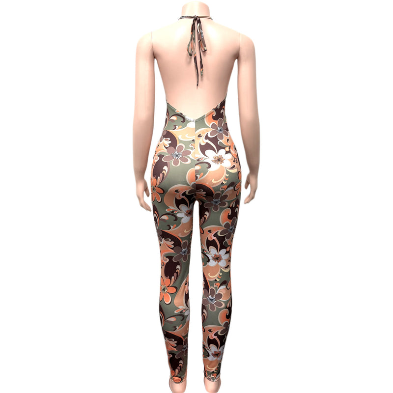 Backless Halterneck Print Jumpsuit GQNF Y00219QC