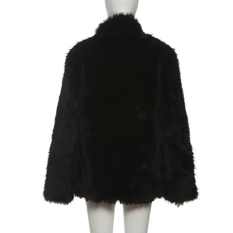 Long Sleeve Solid Color Plush Coat XEF K25C84302