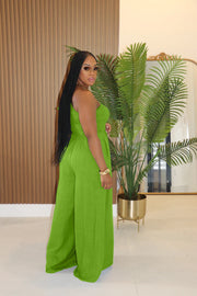 Solid Color Slash Shoulder Loose Jumpsuit XHXF 483