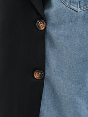 Irregular Patchwork Contrast Color Denim Blazer Coats GYLN 0281