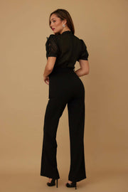 Short Sleeve Patchwork Wide Leg Jumpsuit OSM 4504
