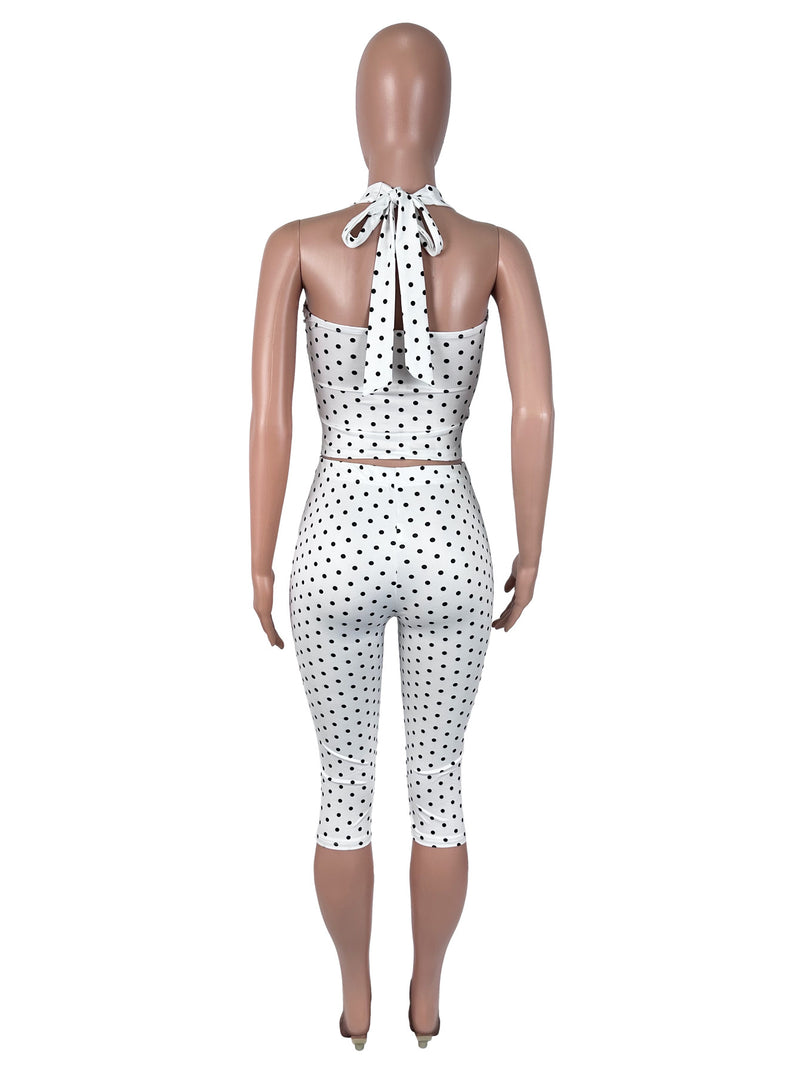Polka Dots Print Halterneck Seventh Jumpsuit SHD 8103