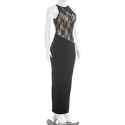 Lace Patchwork Sleeveless Maxi Dress GSZM D26DS244