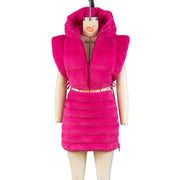 Hooded Short Tie Up Warm Vest Coat ZSD 0625