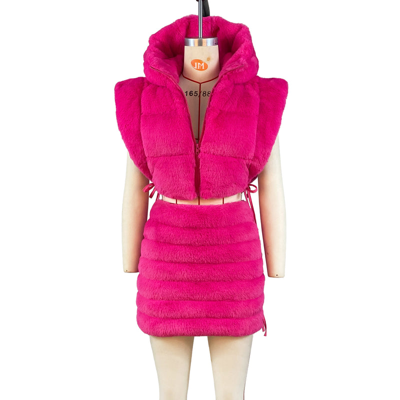 Hooded Short Tie Up Warm Vest Coat ZSD 0625
