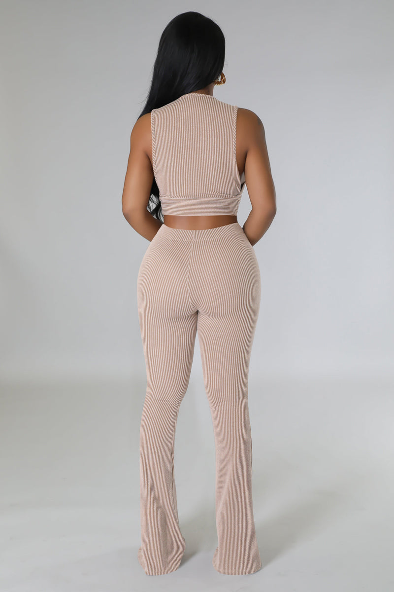Solid Color Sleeveless Two Piece Pants Set FENF 5001