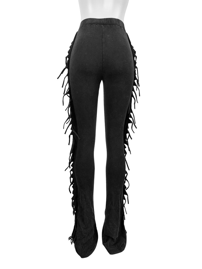 Tassel Solid Color Micro Flare Jeans XMCS CS20247242048