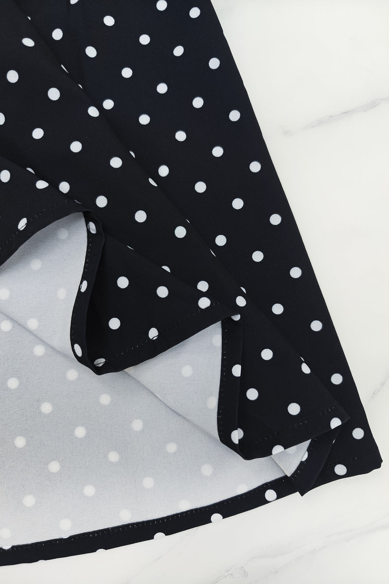 Polka Dot Printed V Neck Maxi Dress GYLY 10903