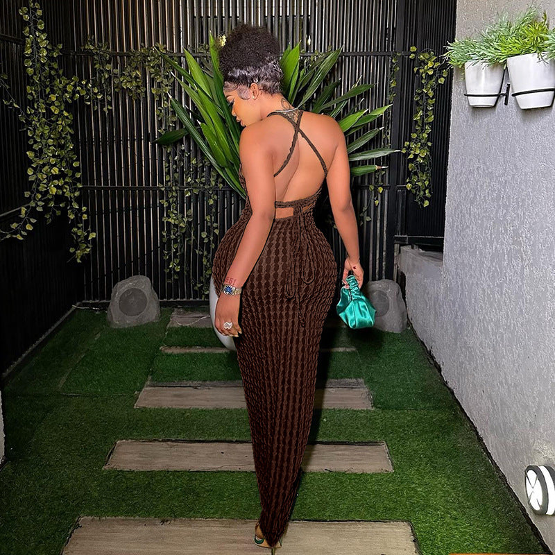 Backless Sexy Solid Maxi Dress DLSF K23D26525