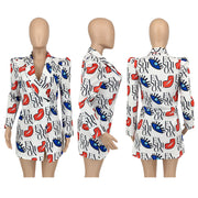 Casual Lip Letter Print Full Sleeve Blazer Coat GLF 10037