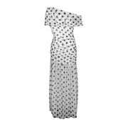 Polka Dot Mesh Slit Maxi Dress AIL 364