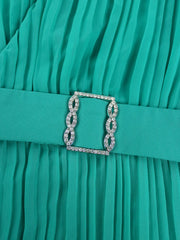 Plus Size Belt Press Pleated Cake Midi Dress GKEN AM040936