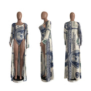 Sexy Printed Swimsuit Long Cloak 2 Piece Sets CHY 1227