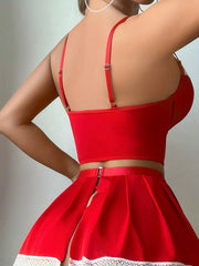 Strappy Cross Back Sexy Bra Skirts Set YQ T998