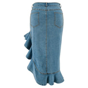 Plus Size Irregular Denim Half Skirt GDAM 218607