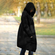 Plus Size Hooded Single Breasted Knit Long Sleeve Coat GBLH 3355