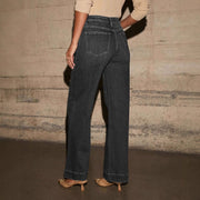Solid Color Washed Staight Jeans XCFF 14165