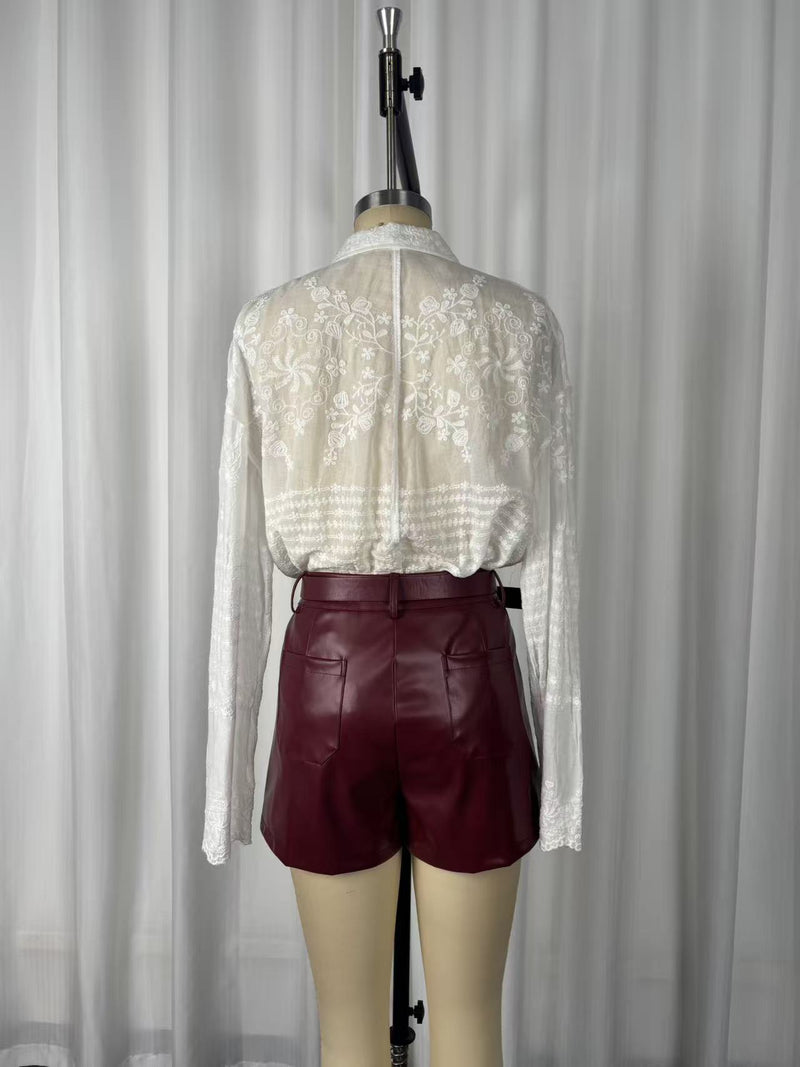 PU Leather Belt Shorts GWDS 260405