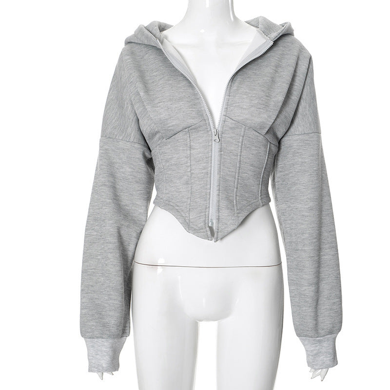Casual Long Sleeve Zip Up Hooded Coats GSBD G24TP143