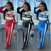 Long Sleeve Print PU Leather Jackets Coats YNSF 8005
