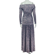Off Shoulder Leopard Print Split Maxi Dress GJYO JD305625