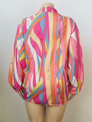 Plus Size Long Sleeve Print Shirt GAWE 5347