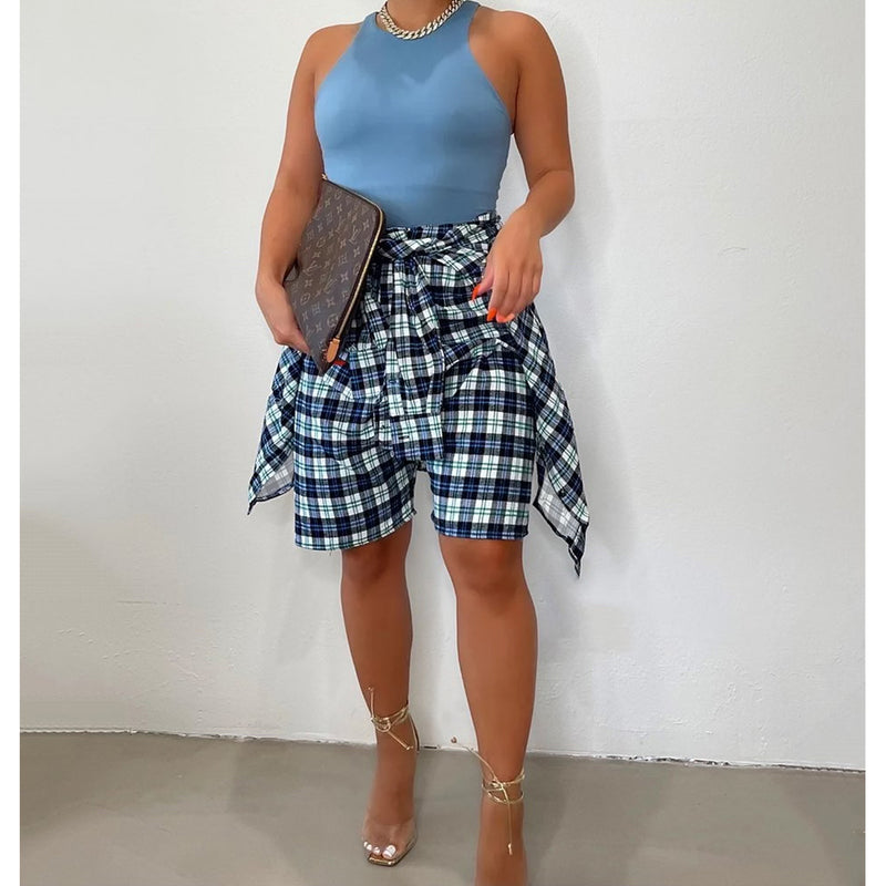 Plaid Irregular Casual Shorts ASL 6567