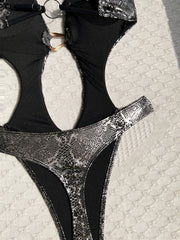 Print Tie Up Backless One Piece Swimsuit CASF 6821