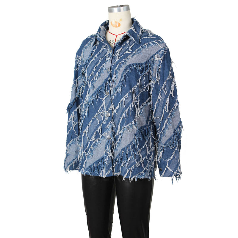 Casual Loose Tassel Denim Jackets ZSD 0640